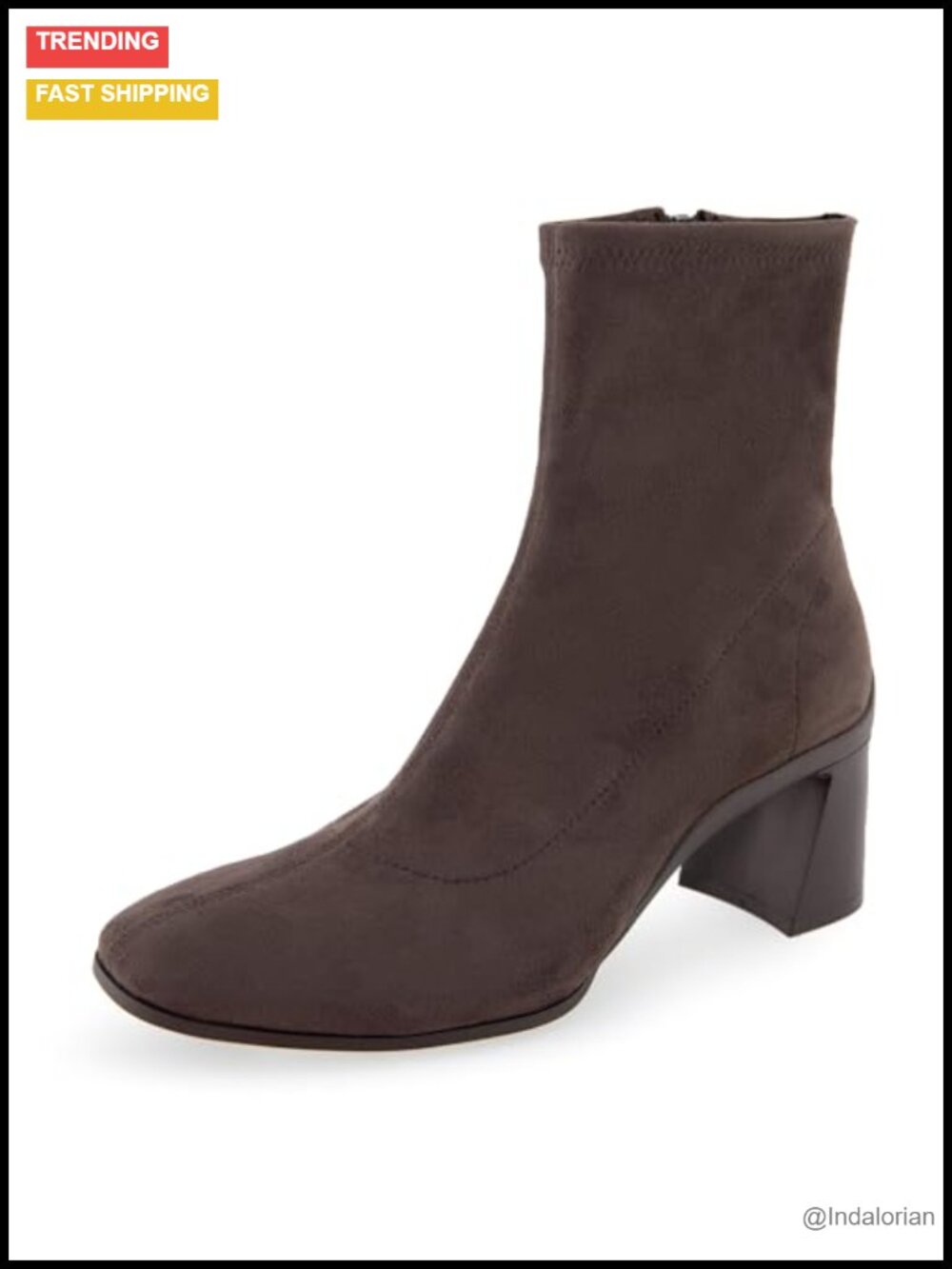 Stretch Faux Suede Mid-Calf Booties with Block Heel